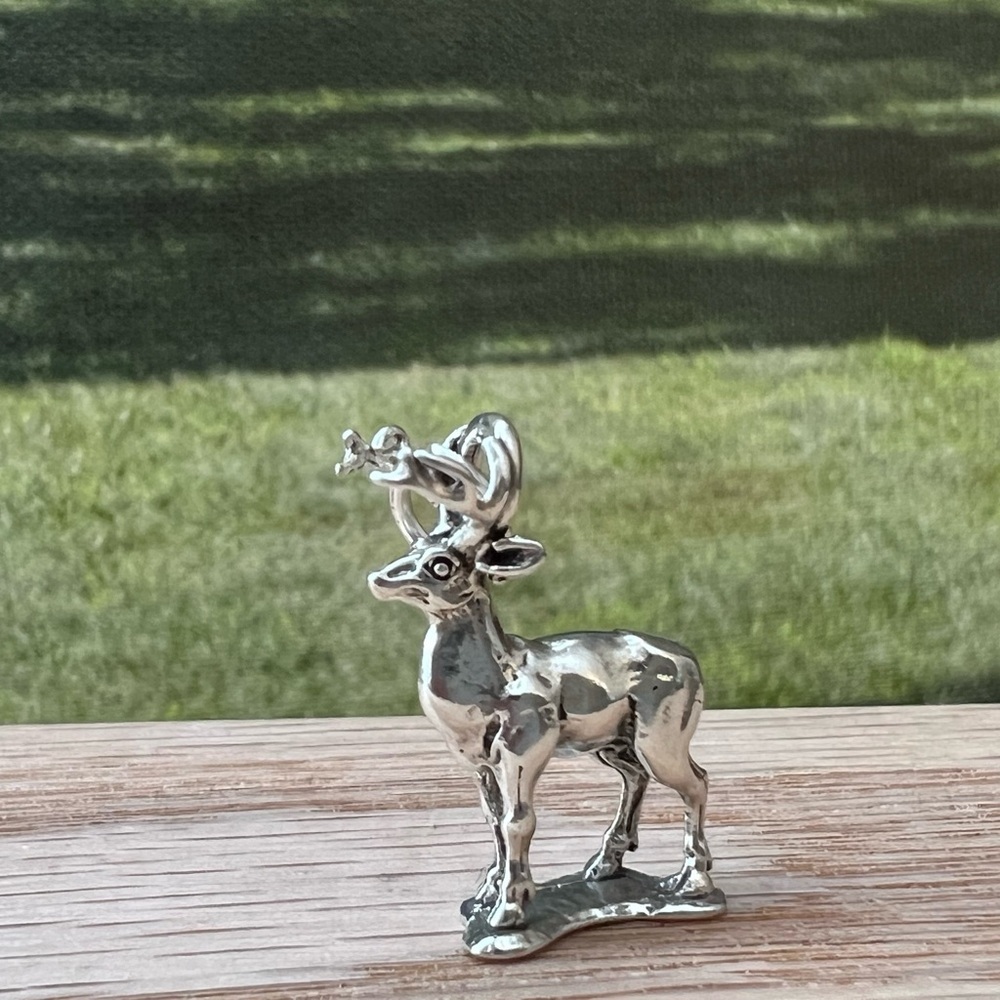 Stag Deer Vintage Sterling Silver STER 84 Charm NOS